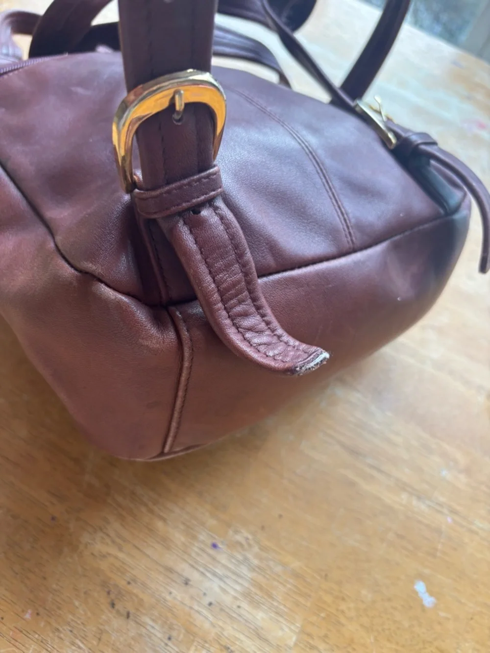 Tiganello Smooth Leather Backpack in Dark Brown with Gold Accent